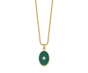 One Stone Enameled Kolye